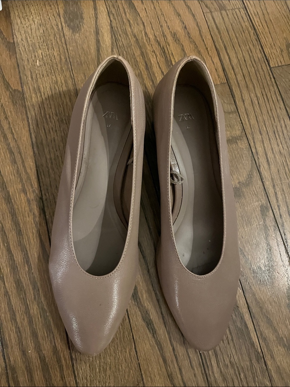 Zara leather mid heel taupe